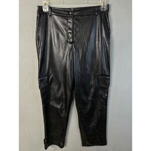 BAILEY 44 Black Faux Leather Cargo Pants Womens Size 8 High Waisted